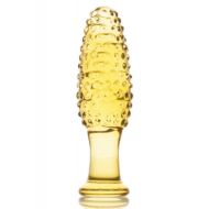 Sárga üvegből készült extra rücskös anál dildó